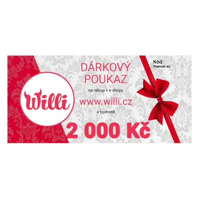 Willi Dárkový poukaz na nákup v e-shopu willi.cz v hodnotě 2 000 Kč