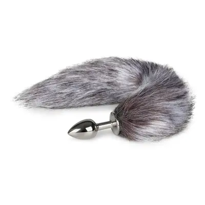 EasyToys Fox Tail Plug no.5 stříbrný anální kolík s šedivým liščím ocasem