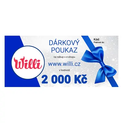 Willi Vánoční dárkový poukaz na nákup v e-shopu willi.cz v hodnotě 2 000 Kč | Modrá