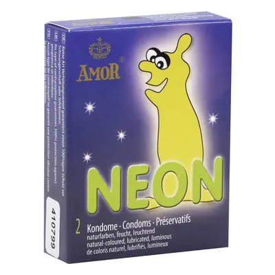 Amor NEON svítící latexové kondomy 2ks