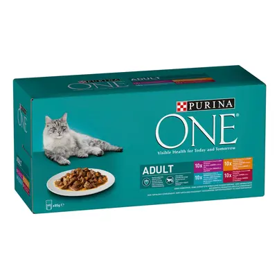 Purina ONE Adult kapsičky s kuřecím, hovězím, jehněčím a mořskými rybami x g