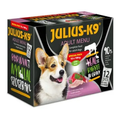 Julius K-9 Adult Menu Special Pack výběr v omáčce pro psy - telecí a králičí x g