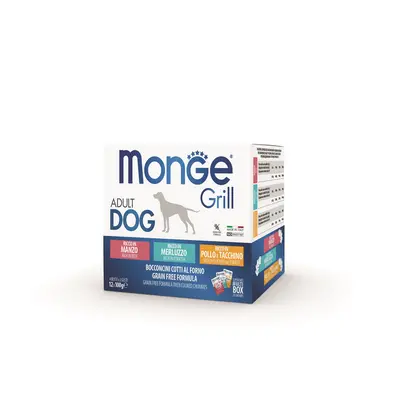 Monge Grill Dog Adult smíšená sousta - hovězí/treska/kuřecí-krůtí x g