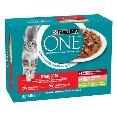 Purina ONE Sterilcat vlhké krmivo pro kočky s hovězím, lososem, krůtím a zeleninou x g