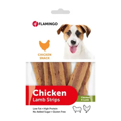 Flamingo Chicken Snack - kuřecí a jehněčí proužky g datum spotřeby: 03.03.2025