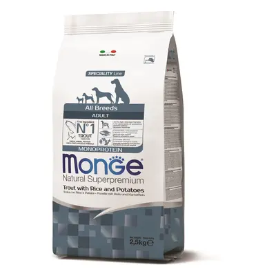 Monge Speciality Line All Breeds Adult Monoprotein suché krmivo pro psy - pstruh, rýže a brambor