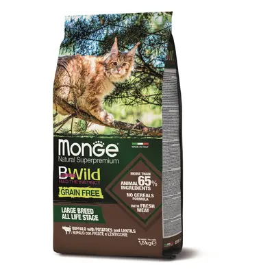 Monge BWild Grain Free suché krmivo pro velké kočky - buvol, brambory, čočka 1,5 kg