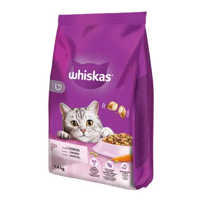 Whiskas suché krmivo pro dospělé kočky - losos 1,4 kg