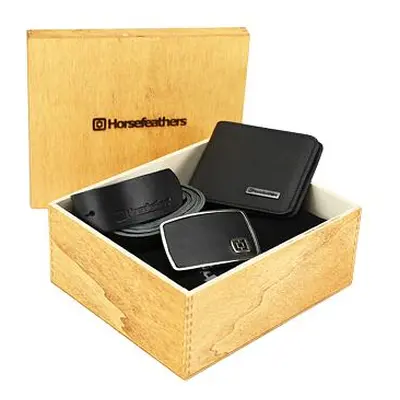 HORSEFEATHERS Prémiový dárkový box (peněženka + pásek + ponožky 3pack) BROWN