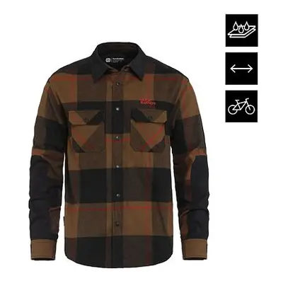 HORSEFEATHERS Technická bike košile Prom - coffee/red BROWN