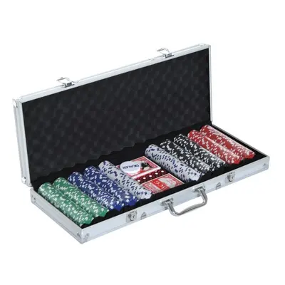 : Goleto Přenosný pokerový set s 500 žetony | 55,5 x 22 x 6,5 cm