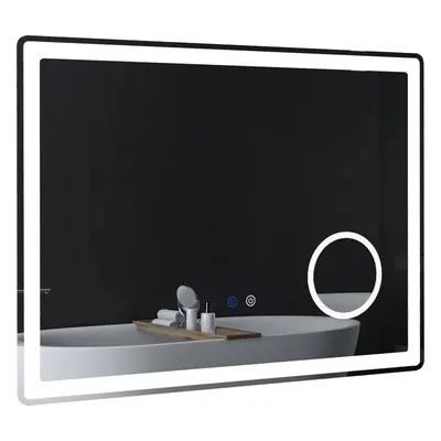 Kleankin LED koupelnové zrcadlo 80x60 cm | stříbrné a bílé