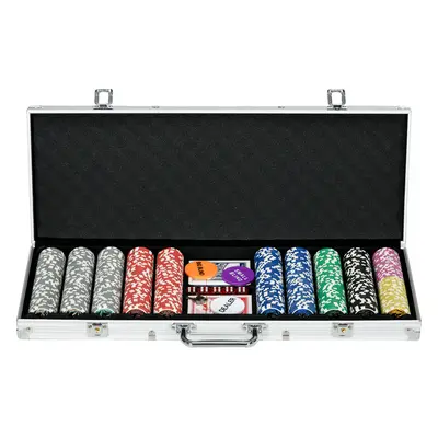 SPORTNOW Přenosný pokerový set s 500 žetony | 56 x 23,5 x 6,5 cm