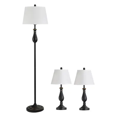 HOMCOM Sada 3 lamp vintage | černá+bílá