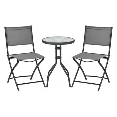 Outsunny Zahradní bistro set pro 2 osoby | ocelově šedý