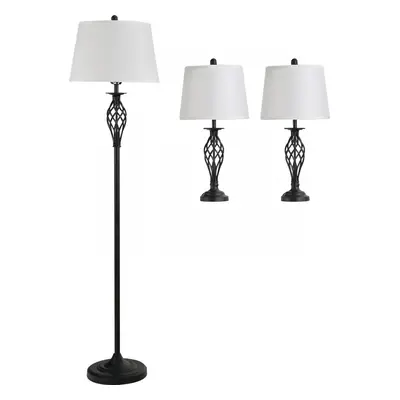 HOMCOM 3dílná sada lamp | černá+bílá