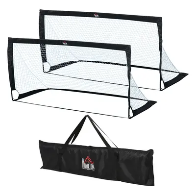 HOMCOM Sada 2 fotbalových mini branek 186x90x89 cm| černé