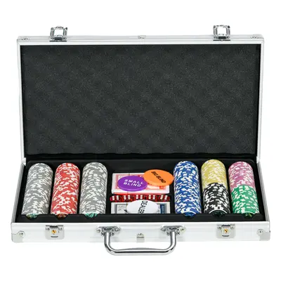 SPORTNOW Přenosný pokerový set s 300 žetony | 38,5 x 23 x 6,5 cm