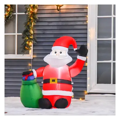 HOMCOM Nafukovací vánoční Santa Claus s dárkem a LED osvětlením |70x45x120 cm