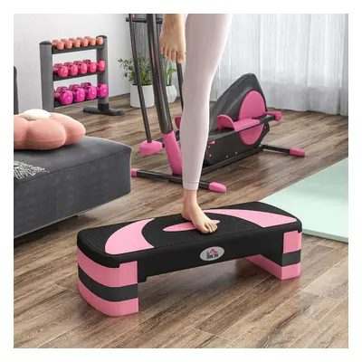 HOMCOM Aerobní stepper s nosností do 150 kg 80 x 31 x 10-20 cm | růžový