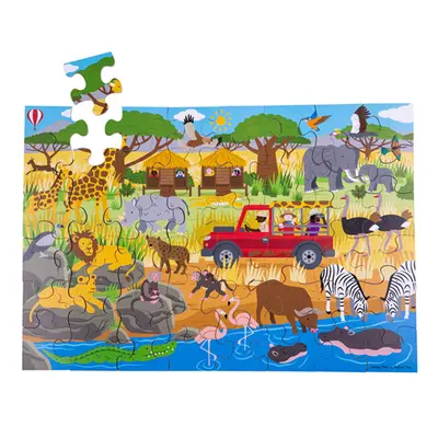 Bigjigs Toys Podlahové puzzle Africké dobrodružné 48dílků - poškozený obal