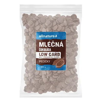 Allnature LOW CARB Čokoláda mléčná pecičky, 500 g