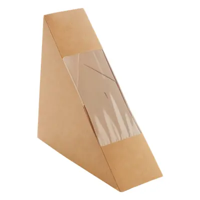 EcoPack Papírový box EKO na sendvič 130x130x50 mm hnědý s okénkem bal/50 ks Balení: 250