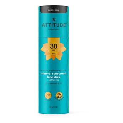 Dětská 100% minerální ochranná tyčinka na obličej a rty ATTITUDE (SPF 30) bez vůně 30 g