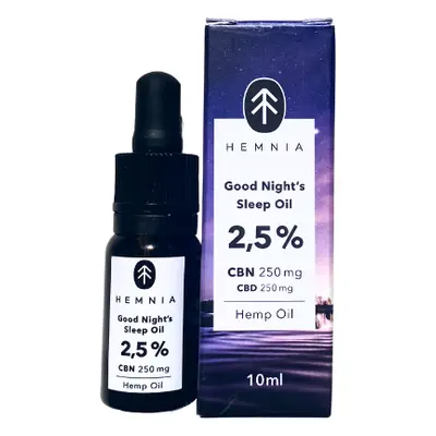 Hemnia Good Night's Sleep Konopný olej 2,5%, 250 mg CBN, 250 mg CBD, 10 ml