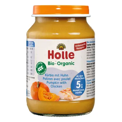 Holle Bio Dýně s kuřecím masem pro děti od 5. měsíce, 190 g