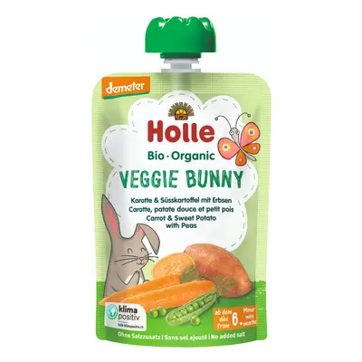 Holle Bio Veggie Bunny kapsička mrkev, batáty a hrášek pro děti od 6. měsíce, 100 g