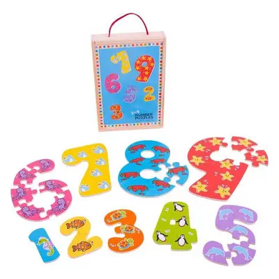 Bigjigs Toys Dřevěné puzzle čísla 1-9