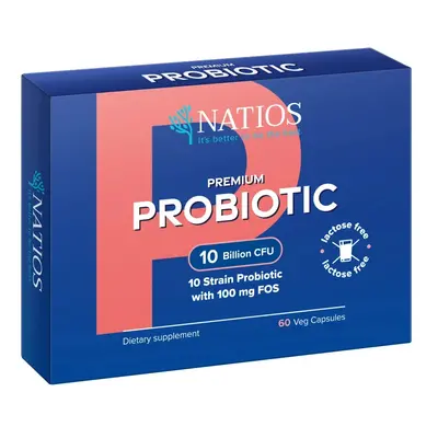 NATIOS Premium Probiotic, Probiotika s FOS, 10 miliard CFU, 10 kmenů, 60 ks