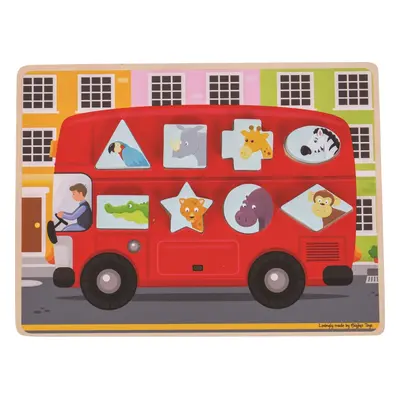 Bigjigs Toys Vkládací puzzle autobus se zvířátky