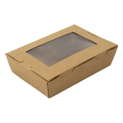 EcoPack Papírový box EKO na jídlo 197/180 x 137/120 x 50 mm kraft s okénkem 1400 ml bal/50 ks Ba