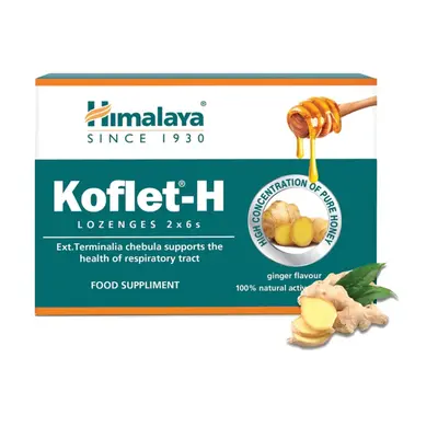 Himalaya Koflet-H s medem a zázvorem, 12 pastilek