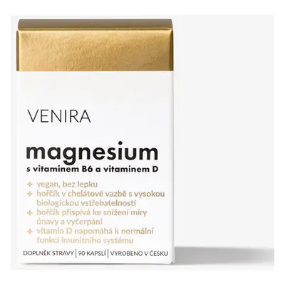 VENIRA magnesium s vitaminem B6 a vitaminem D, 90 kapslí