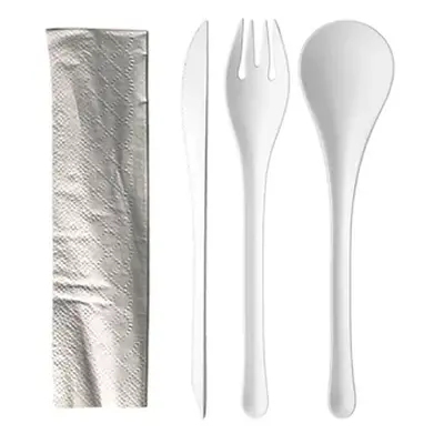 Cookplay Set jednorázových příborů Chikio EKO Set 1 White, bílý, 50 setů