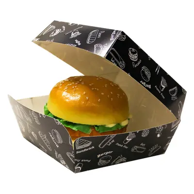 EcoPack Hamburger box / krabička EKO na hamburger 120x120x100 mm s potiskem krt/500 ks Balení: 5