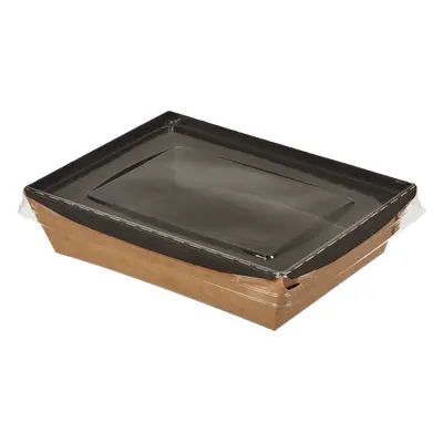 EcoPack Papírový box / miska EKO na salát 140x180x45 mm hnědo-černý s transp. víčkem bal/60 ks B