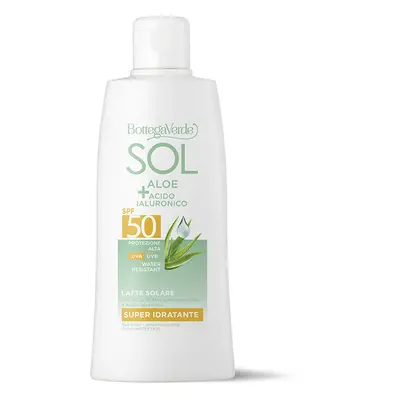 Bottega Verde SOL ALOE + KYSELINA HYALURONOVÁ - Voděodolné mléko na opalování SPF 50, 200 ml