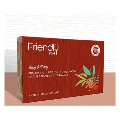 Friendly Soap přírodní mýdlo dárková sada mýdel Spicy and Woody 4x 95g