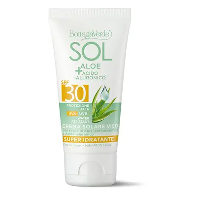 Bottega Verde SOL ALOE + KYSELINA HYALURONOVÁ - Voděodolný opalovací krém na obličej SPF 30, 50 