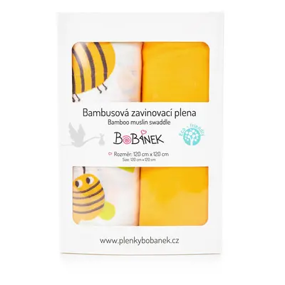 Bobánek Bambusové zavinovací pleny Duo Pack - Včelky 120 x120 cm