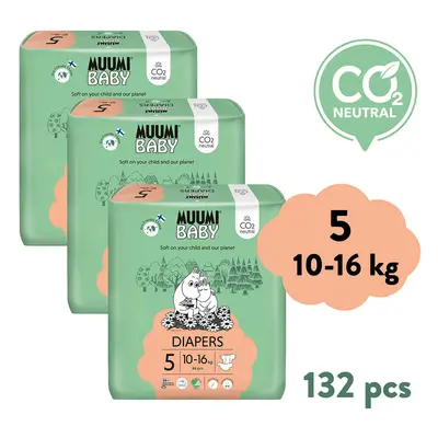 Muumi Baby 5 Maxi+ 10–16 kg (132 ks), měsíční balení eko plen