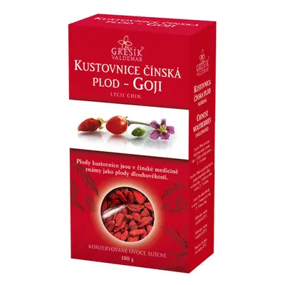 Valdemar Grešík - Natura s.r.o. Kustovnice čínská plod (Goji) 100 g GREŠÍK Sušené ovoce - J