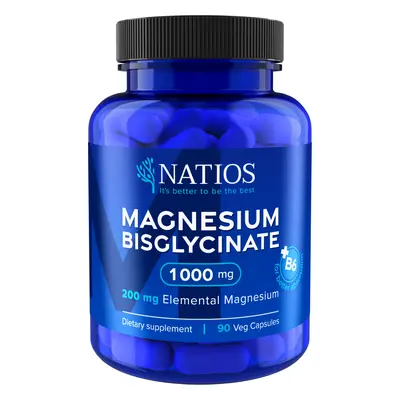 Natios Magnesium Bisglycinate 1000 mg + B6, 90 kapslí