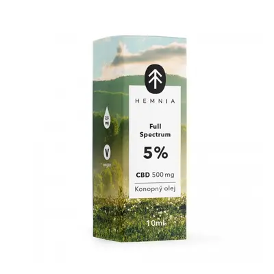 Hemnia Full Spectrum CBD Konopný olej 5%, 500 mg, 10 ml