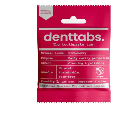 DENTTABS přírodní dětská zubní pasta v tabletách s fluoridem jahoda 125 ks