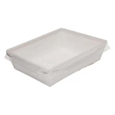 EcoPack Papírový box / miska EKO na salát 180x140x45 mm bílý s transp. víčkem bal/60 ks Balení: 